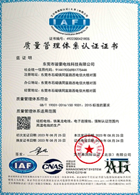 97国际电线ISO质量治理系统证书